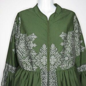 Anthropologie Konrad Joseph Semi Sheer Peasant Blouse M Green Gray Boho Chic